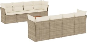 vidaXL 9 részes bézs polyrattan kerti ülőgarnitúra párnákkal