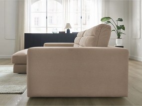 Szürkésbarna bársony sarokkanapé (bal oldali-heverő résszel) Sierra – Bobochic Paris