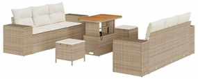 vidaXL Kerti Kanapé Szett párnával 9 pcs Beige és krém Poly Rattan