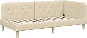 vidaXL Sarokágy keret fejtámlával Krém 90 x 200 cm szövet