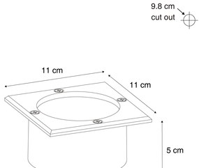 6 darabos fekete négyzet alakú földbe süllyeszthető spotlámpa szett LED-del IP65 Solar - Terry