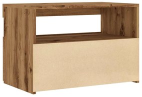 kézműves tölgy szerelt fa TV-szekrény LED-ekkel 60x35x40 cm