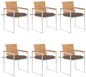vidaXL 6 db tömör tíkfa kerti szék párnákkal
