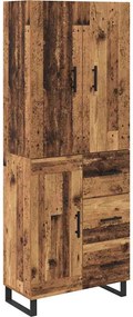 vidaXL Magasfiú 2 pcs Öreg fa 69,5 x 34 x 180 cm Műanyag Fa és Üveg