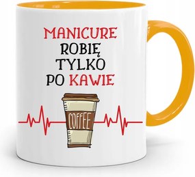 Sárga Bögre Kozmetikusnak Csak Kávé Után Készítek fényképes nyomattal