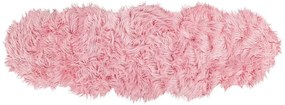 Rózsaszín Mű Báránybőr Szőnyeg 60 x 180 cm MAMUNGARI Beliani