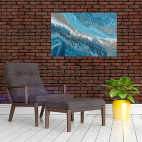 Kép - Világoskék márvány arannyal I. (90x60 cm)