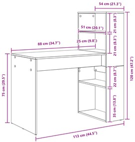 Tárolós Fekete tölgy 113x54x120 cm Szerelt fa
