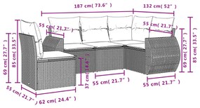 5 részes barna polyrattan kerti ülőgarnitúra párnával