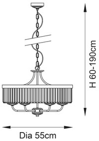 Endon 90263 - Láncos csillár CHESTERFIELD 6xE14/6W/230V átm. 55 cm fényes króm