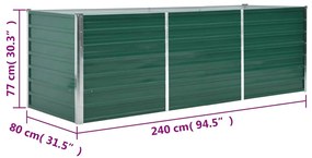 vidaXL zöld horganyzott acél kerti magaságyás 240 x 80 x 77 cm