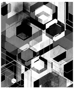 Fotótapéta geometria fekete fehérben - 225x270 - cm