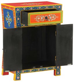 kézzel festett tömör mangófa kisszekrény ajtókkal 53x30x74 cm
