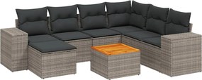 vidaXL 8 részes szürke polyrattan kerti ülőgarnitúra párnákkal