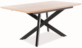 Széthúzható étkezőasztal 160-220 cm Carlos (tölgy + fekete) (8 és több fő részére). 1050005