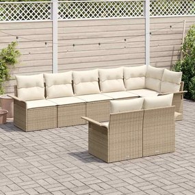 Kerti Kanapé Szett párnával tárolóval 8 pcs Bézs Poli rattan