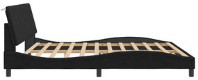 fekete bársony ágykeret LED-világítással 200 x 200 cm