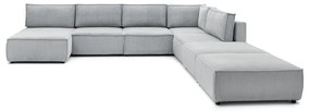 Világosszürke kordbársony sarokkanapé ("U" alakú-variálható) Nihad modular – Bobochic Paris