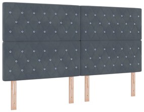 Boxspring Ágy Mattal Sötétszürke 180x200 cm Bársony