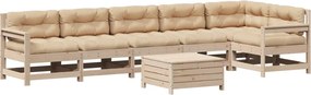 vidaXL 7 részes tömör fenyőfa kerti ülőgarnitúra párnával