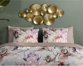 Szürke-barna egyszemélyes-hosszabbított pamut-szatén ágyneműhuzat 140x220 cm Colinda – Descanso