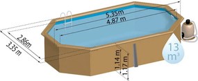 PONTAQUA TIMBER ovális fa medence 536 x 336 x 117 cm