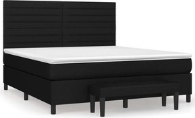 vidaXL fekete szövet rugós ágy matraccal 180 x 200 cm