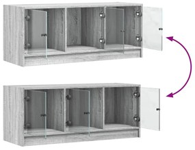 vidaXL szürke sonoma színű TV-szekrény üvegajtókkal 102 x 37 x 42 cm