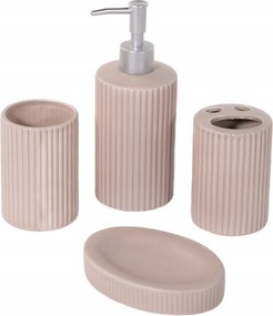 Kerámia Fürdőszobai Kiegészítő Szett 4 Részes Bézs 24X21 5X8 CM