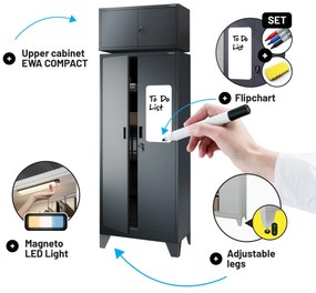 Fém szekrény JAN Compact 1750 x 800 x 400 mm, antracit