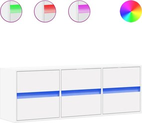 vidaXL fehér falra szerelhető TV-szekrény LED-lámpákkal 130x31x45 cm