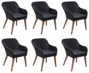 7 részes fekete polyrattan kerti étkezőgarnitúra