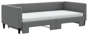 sötétszürke kihúzható szövet heverő matraccal 90 x 200 cm