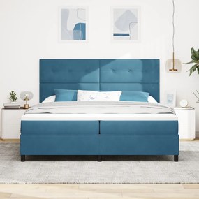 Boxspring Ágy Matracokkal Sötétkék 200x200 cm Bársonyos
