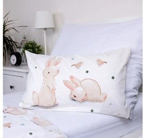 Pamut ágynemű babaágyba BUNNIES fehér Ágyneműhuzat mérete: 40 x 60 cm | 100 x 135 cm