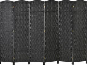 HOMCOM 6-panelos Összecsukható Szobai Elkülönítő 240x170 cm Magánéleti Képernyő Elválasztó Nappaliba, Hálószobába, Irodába Fekete | Aosom
