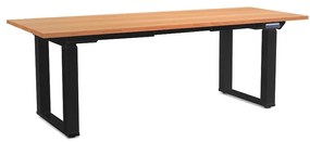 OfficeTech Strong állítható magasságú asztal 200 x 80 cm, fekete alap, bükkfa