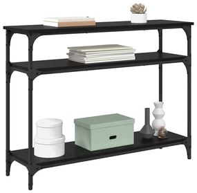 vidaXL Konzolasztal polcokkal Fekete tölgy 100 x 29 x 75 cm Faanyag