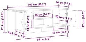 antik fa színű szerelt fa TV-szekrény 102 x 30 x 37,5 cm
