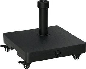 Outsunny 4 Lockolható Kerekes Napernyő Talp, Tölthető Parasol Állvány 18 kg Homokkal vagy 16 kg Vízszel Kerthez, Teraszhoz, 45x45x39 cm Fekete | Aosom