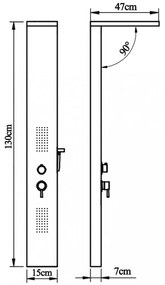 Rozsdamentes acél tusoló panel rendszer szögletes