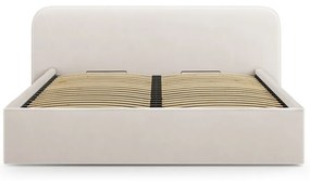 Elefántcsont színű kárpitozott ágyneműtartós franciaágy ágyráccsal 180x200 cm Elizabeth – Micadoni