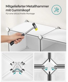 Moduláris összekapcsolható cipőtároló szekrény fehér színben