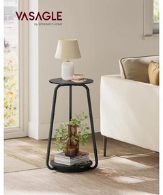 Modern kerek asztal, 2 szintes éjjeliszekrény, palaszürke