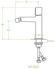 Laveo Pretto, bidé csaptelep h-185, fekete matt, LAV-BAO_732D