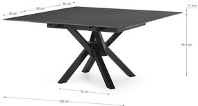 Bővíthető étkezőasztal kő asztallappal, hosszabbító asztallappal 90x150 cm Arlene – Marckeric