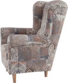 Füles fotel, szövet vintage barna, CHARLOT