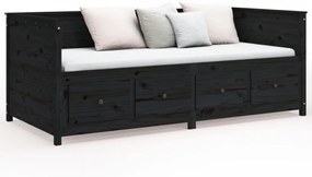 fekete tömör fenyőfa kanapéágy 100 x 200 cm