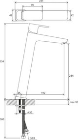 Ravak X070130 - FREE mosdócsaptelep, 33,4 cm, fényes króm