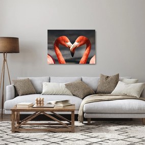 Két szerelmes flamingó képe (üvegen) (70x50 cm)